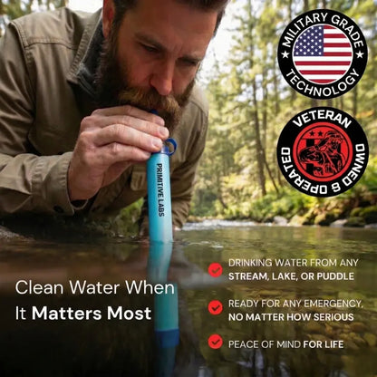 Clarixa Primitive Labs - HYDRA-X1 EMERGENCY WATER FILTER STRAW (400 GAL)
